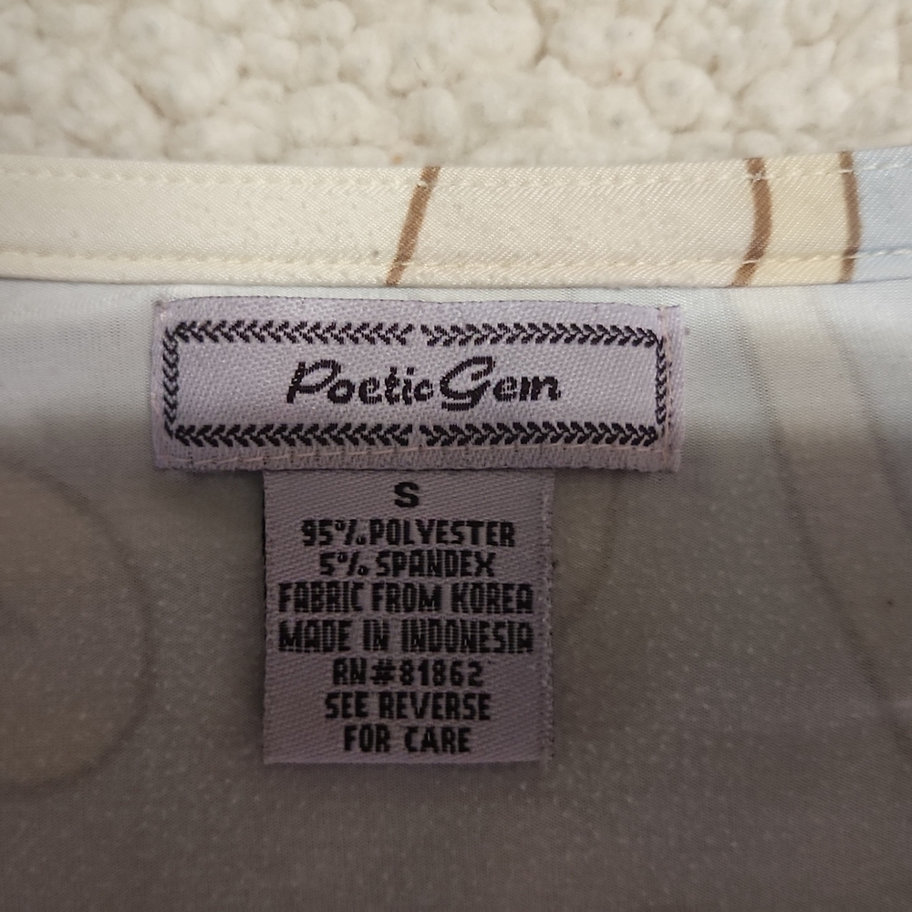 Long sleeve shirt...Poetic Gem...size small...tan/blue